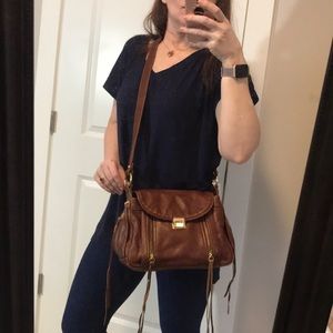 REBECCA MINKOFF CROSSBODY BAG MOTO COGNAC LEATHER